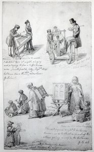 Músicos en las calles de Londres, 1841-43 de George Snr Scharf